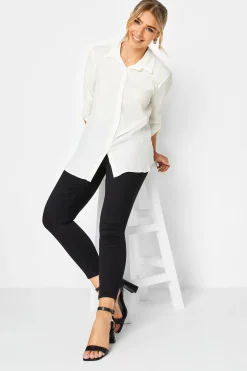 M&Co Womens White Tab Sleeve Shirt>Women Shirts