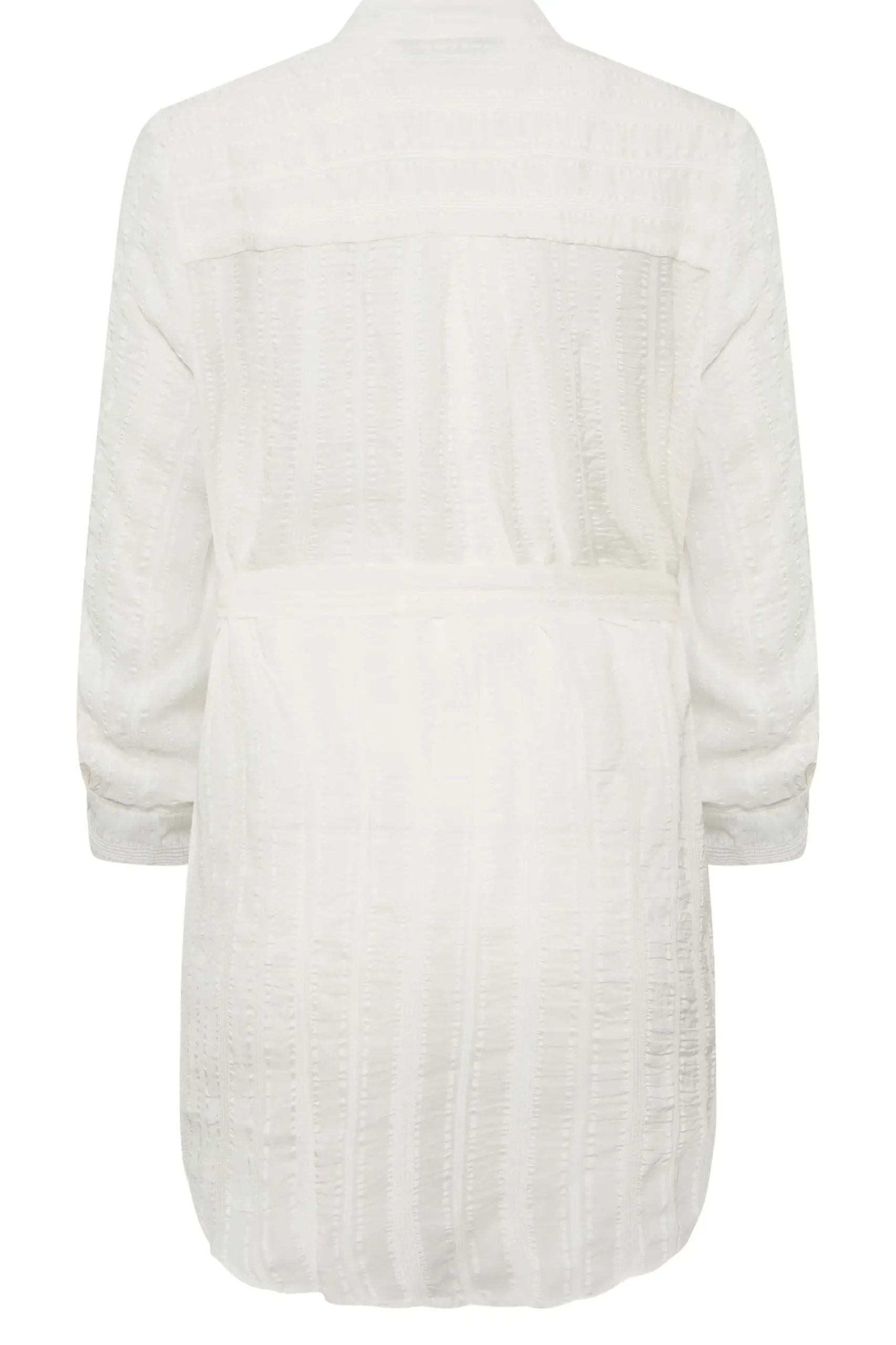 M&Co Womens White Tie Waist Textured Tunic Shirt>Women Shirts