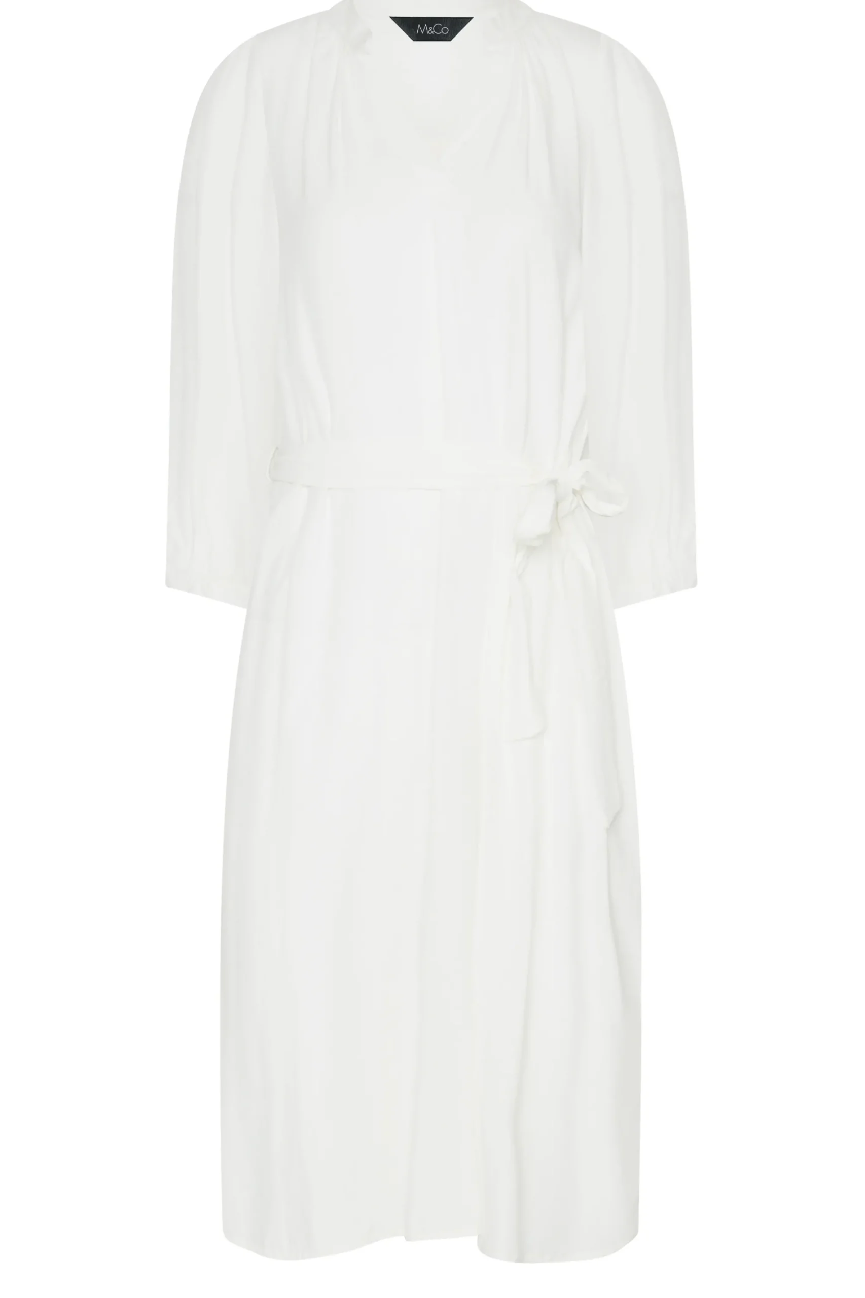 M&Co Womens White Tie Waist Tunic Dress>Women Shirt Dresses
