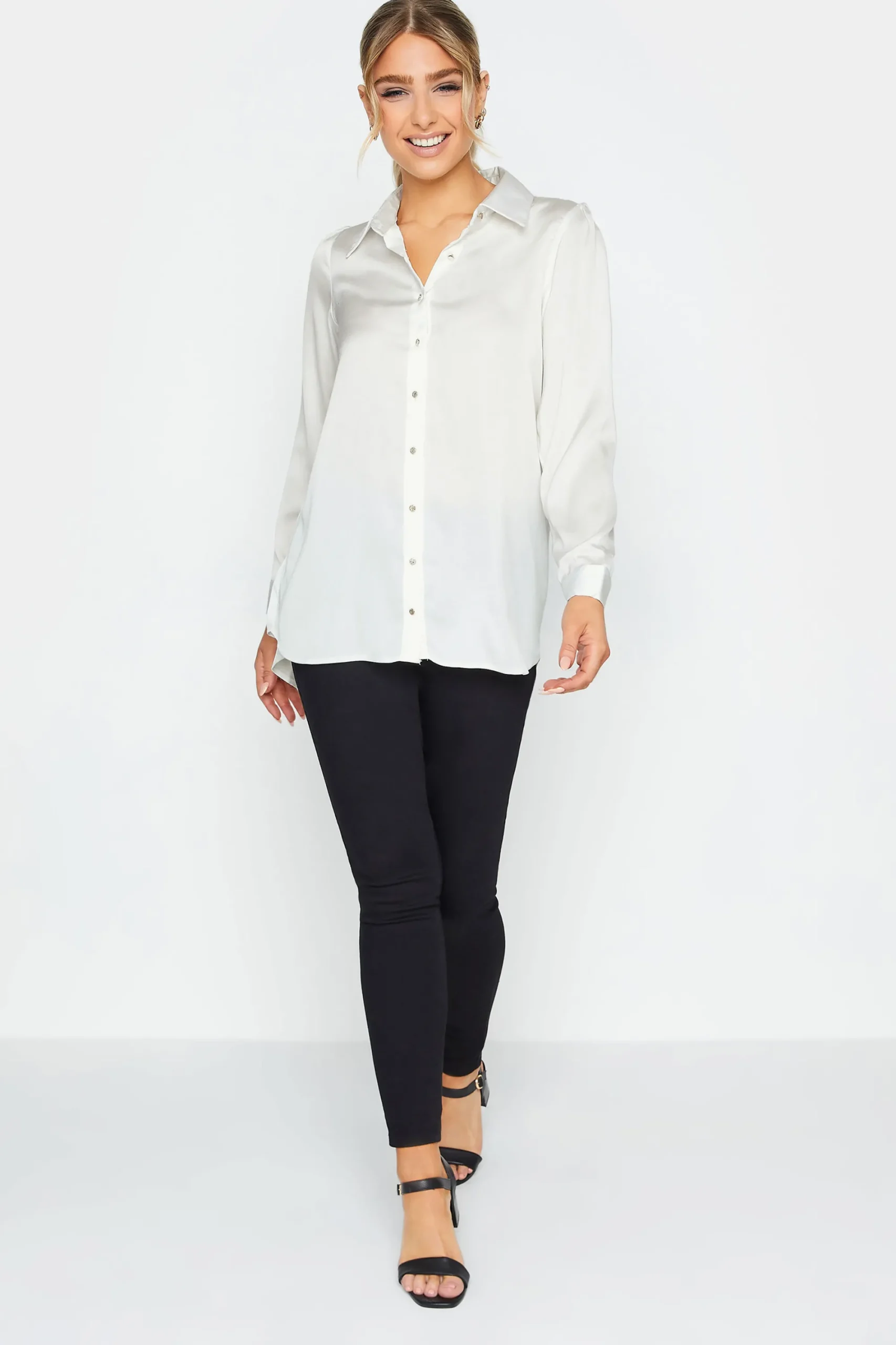 M&Co Womens White Tie Back Tunic Shirt>Women Shirts