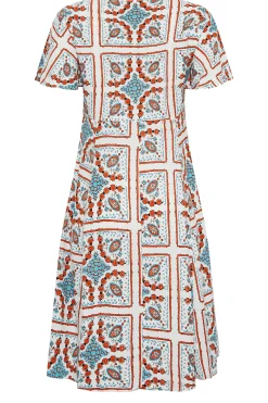 M&Co Womens White Tile Print Button Through Midi Dress><noscript><img width=