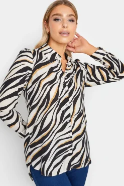 M&Co Womens White Zebra Print Tunic Shirt>Women Shirts
