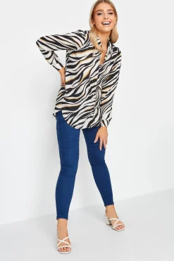 M&Co Womens White Zebra Print Tunic Shirt>Women Shirts