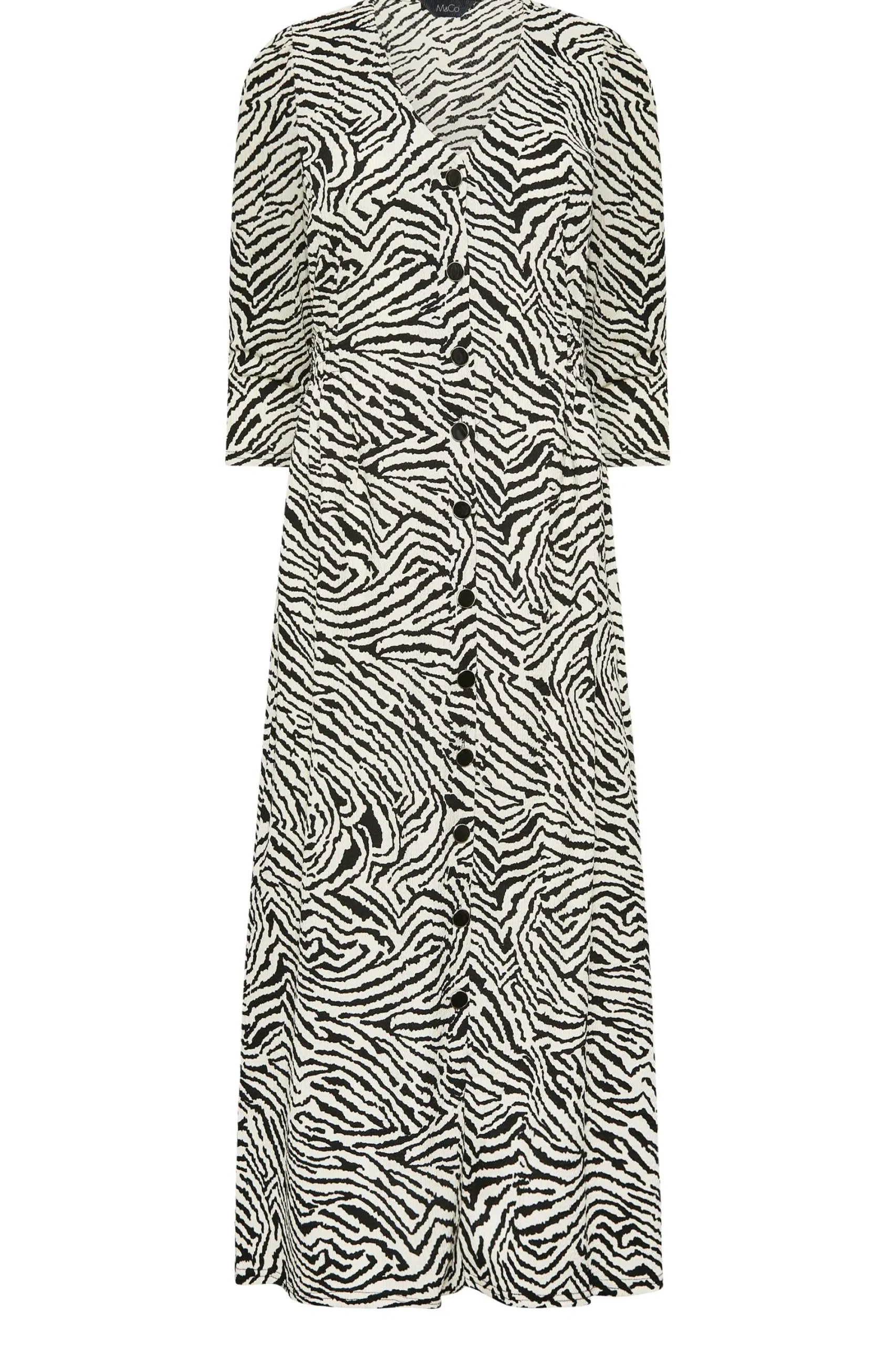 M&Co Womens White Zebra Print Button Through Midaxi Dress>Women Wedding Guest Dresses