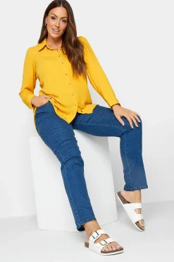 M&Co Womens Yellow Button Through Tunic Shirt><noscript><img width=
