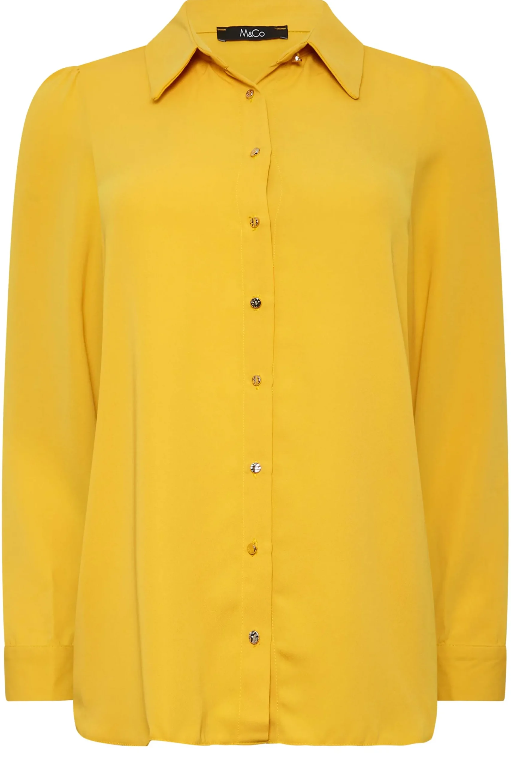 M&Co Womens Yellow Button Through Tunic Shirt>Women Shirts