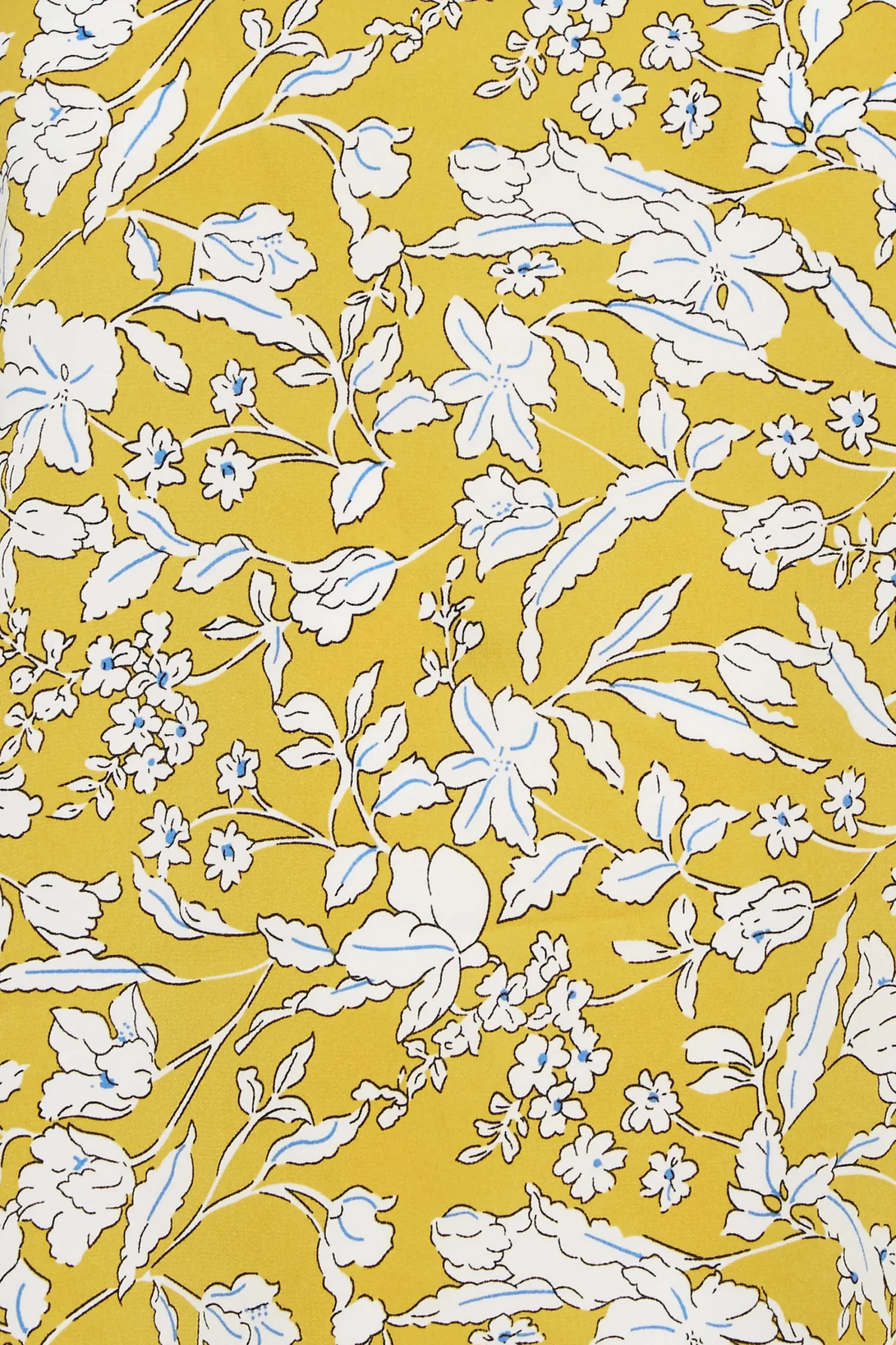 M&Co Womens Yellow Floral Print High Neck Blouse>Women Long Sleeve Tops