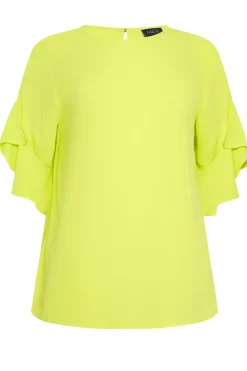 M&Co Womens Yellow Frill Sleeve Blouse><noscript><img width=