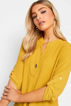 M&Co Womens Yellow Long Sleeve Button Blouse><noscript><img width=