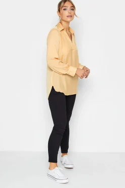 M&Co Womens Yellow Satin V-Neck Blouse>Women Shirts