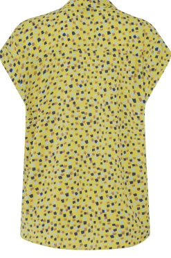 M&Co Womens Yellow Spot Print V-Neck Blouse><noscript><img width=