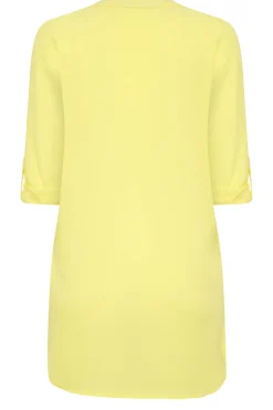 M&Co Womens Yellow Statement Button Tab Sleeve Shirt><noscript><img width=
