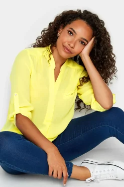 M&Co Womens Yellow Tab Sleeve Blouse>Women Shirts