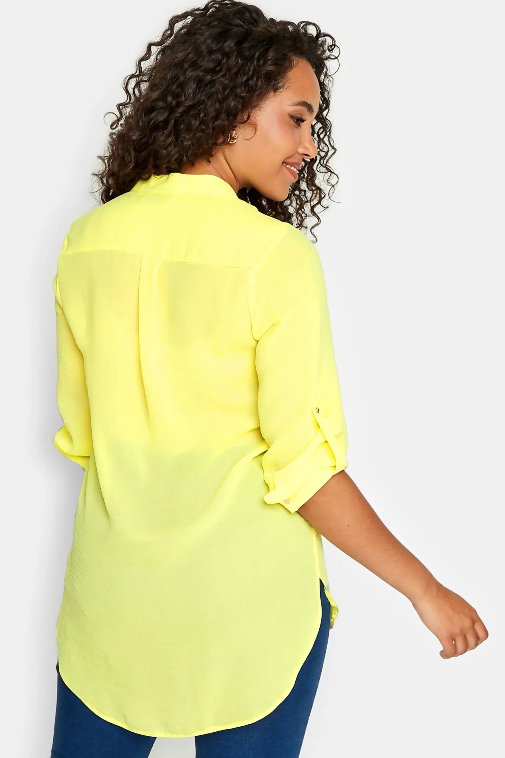 M&Co Womens Yellow Tab Sleeve Blouse>Women Shirts