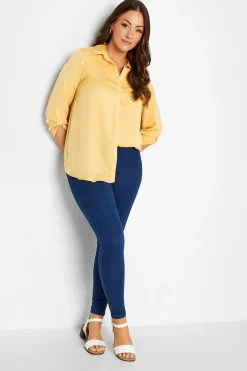 M&Co Womens Yellow Tab Sleeve Shirt>Women Shirts