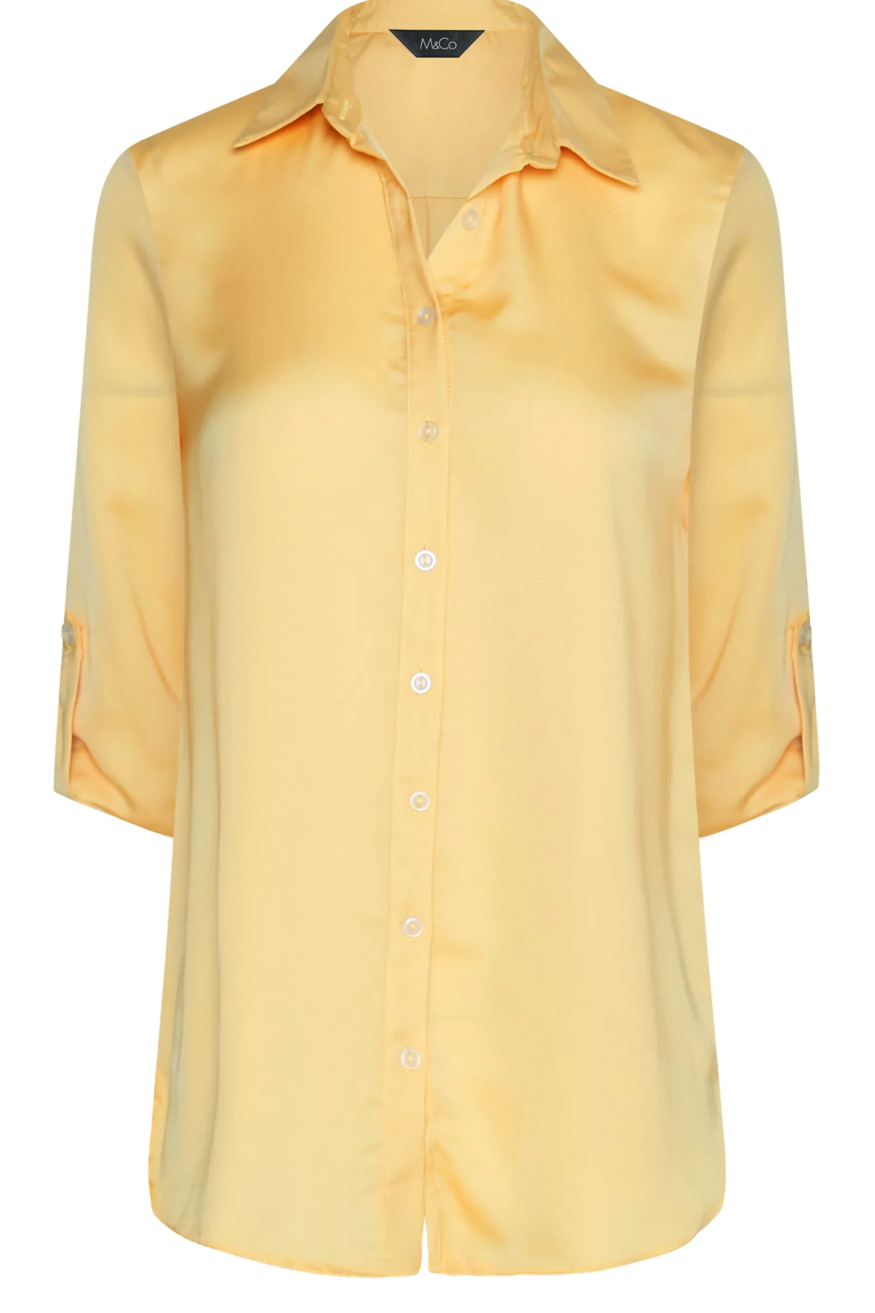 M&Co Womens Yellow Tab Sleeve Shirt>Women Shirts
