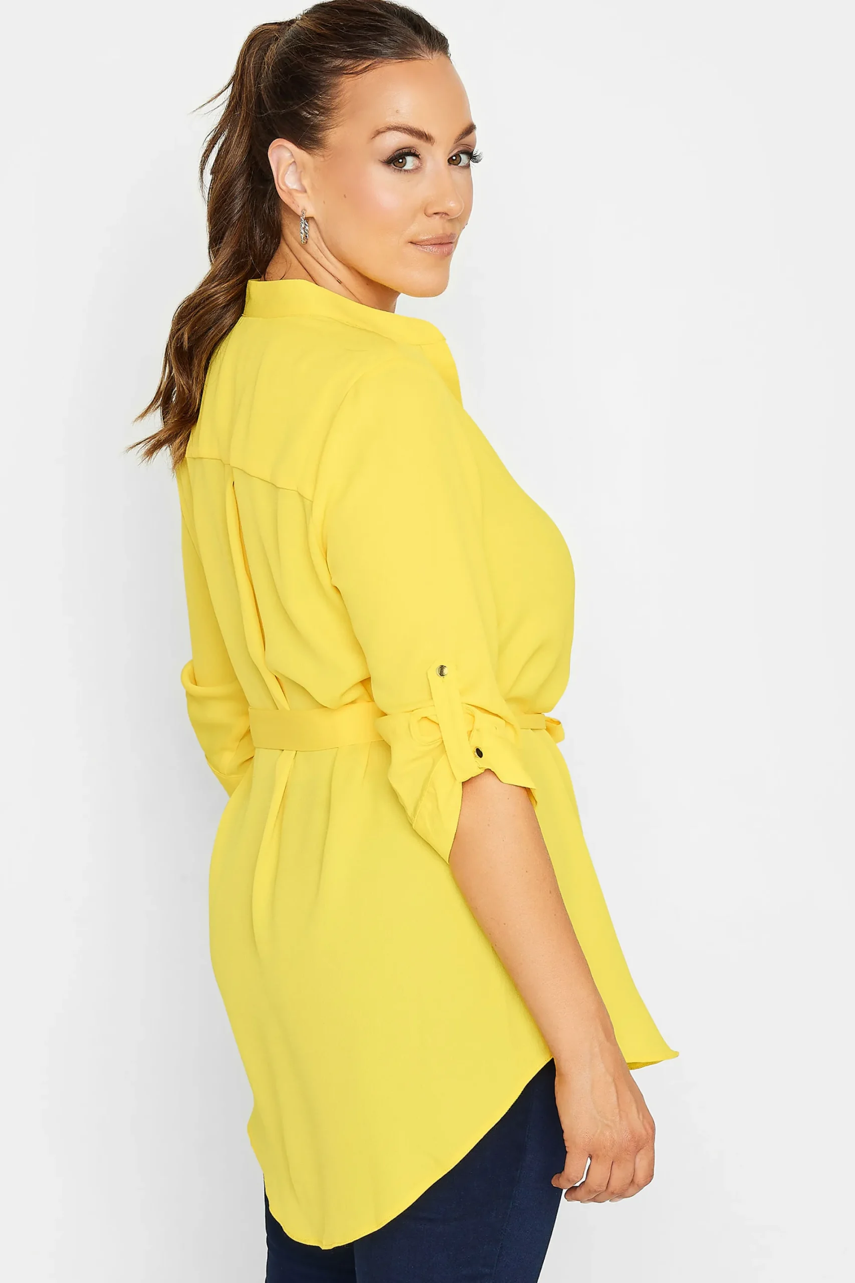 M&Co Womens Yellow Tie Waist Blouse>Women Shirts