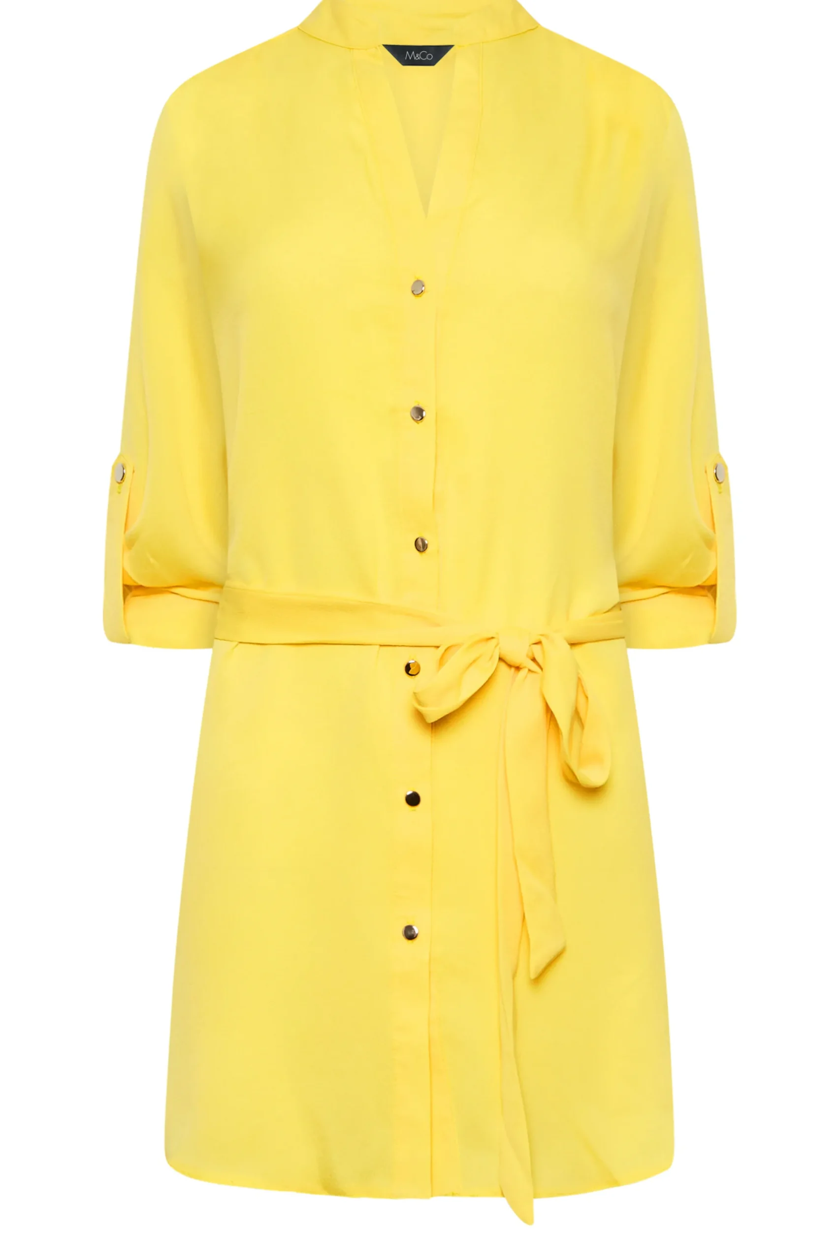 M&Co Womens Yellow Tie Waist Blouse>Women Shirts