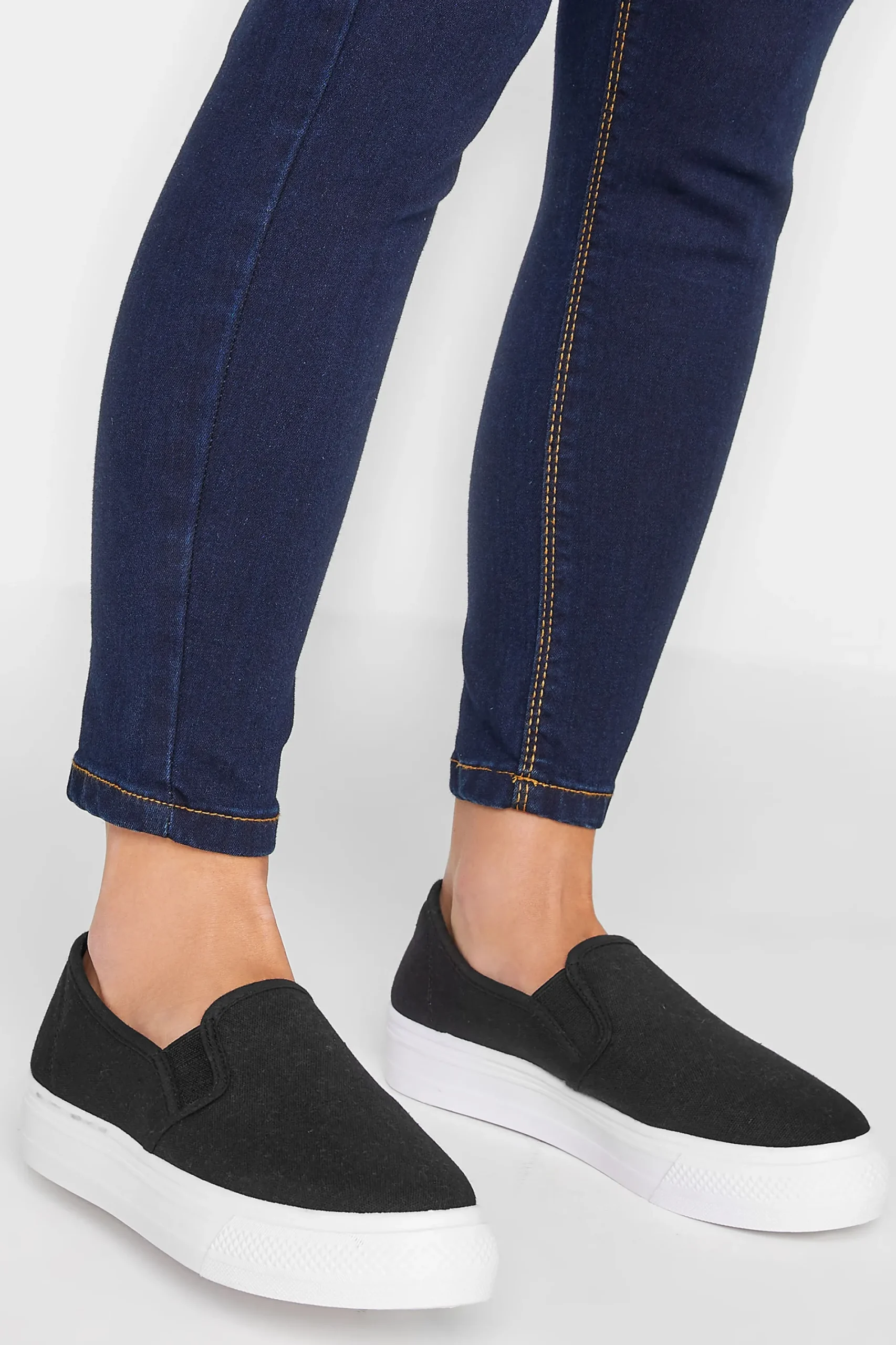 M&Co Pixiegirl Pixiegirl Black Canvas Slip On Flatform Trainers In Standard Fit>Women Flat Shoes