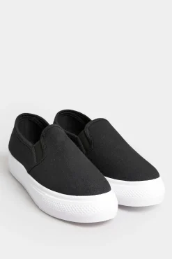 M&Co Pixiegirl Pixiegirl Black Canvas Slip On Flatform Trainers In Standard Fit>Women Flat Shoes