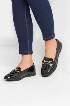 M&Co Pixiegirl Pixiegirl Black Patent Loafers In Standard Fit>Women Flat Shoes