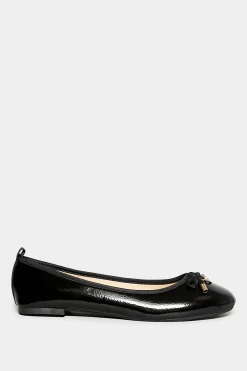 M&Co Pixiegirl Pixiegirl Black Patent Bow Charm Ballerina Pumps In Standard Fit><noscript><img width=