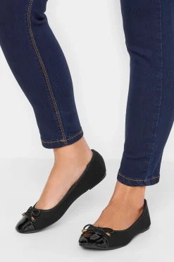 M&Co Pixiegirl Pixiegirl Black Patent Toe Cap Ballerina Pumps In Standard Fit>Women Flat Shoes