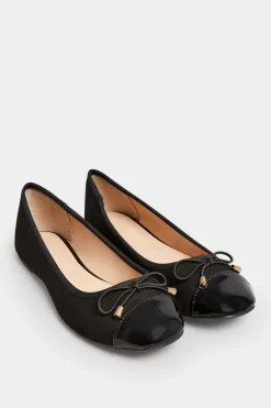 M&Co Pixiegirl Pixiegirl Black Patent Toe Cap Ballerina Pumps In Standard Fit>Women Flat Shoes
