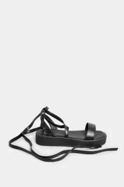 M&Co Pixiegirl Pixiegirl Black Ankle Tie Flatform Sandals In Standard Fit><noscript><img width=