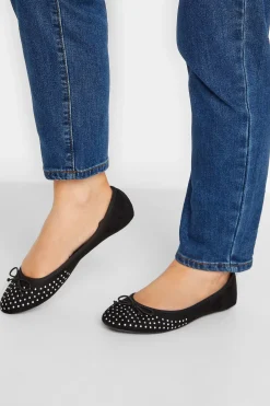 M&Co Pixiegirl Pixiegirl Black Diamante Ballerina Pumps In Standard Fit>Women Flat Shoes