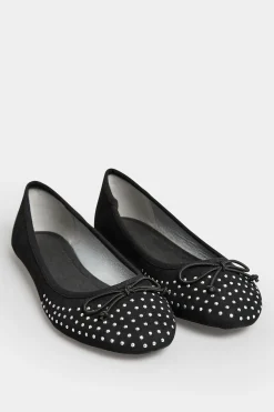M&Co Pixiegirl Pixiegirl Black Diamante Ballerina Pumps In Standard Fit>Women Flat Shoes