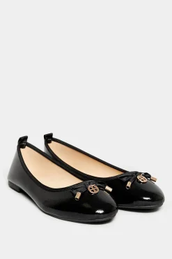M&Co Pixiegirl Pixiegirl Black Patent Bow Ballet Pumps In Standard Fit>Women Flat Shoes