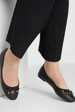 M&Co Pixiegirl Pixiegirl Black Faux Leather Bow Ballet Pumps In Standard Fit>Women Flat Shoes