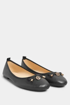 M&Co Pixiegirl Pixiegirl Black Faux Leather Bow Ballet Pumps In Standard Fit>Women Flat Shoes