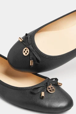M&Co Pixiegirl Pixiegirl Black Faux Leather Bow Ballet Pumps In Standard Fit><noscript><img width=