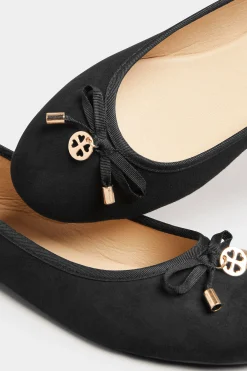 M&Co Pixiegirl Pixiegirl Black Faux Suede Bow Charm Ballet Pumps In Standard Fit><noscript><img width=
