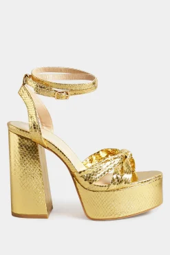 M&Co Pixiegirl Pixiegirl Gold Shine Platform Heels In Standard Fit><noscript><img width=
