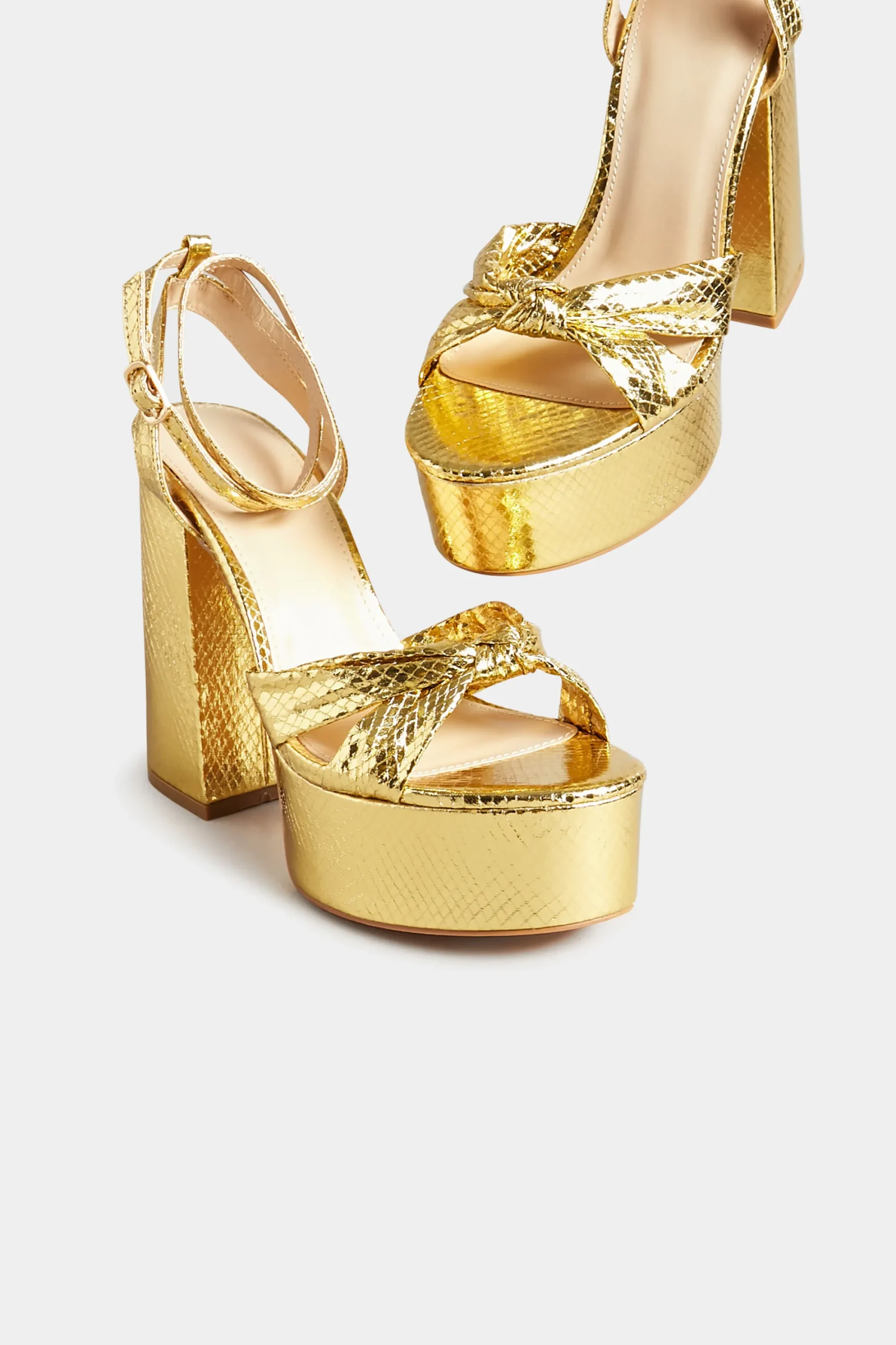 M&Co Pixiegirl Pixiegirl Gold Shine Platform Heels In Standard Fit>Women Heels