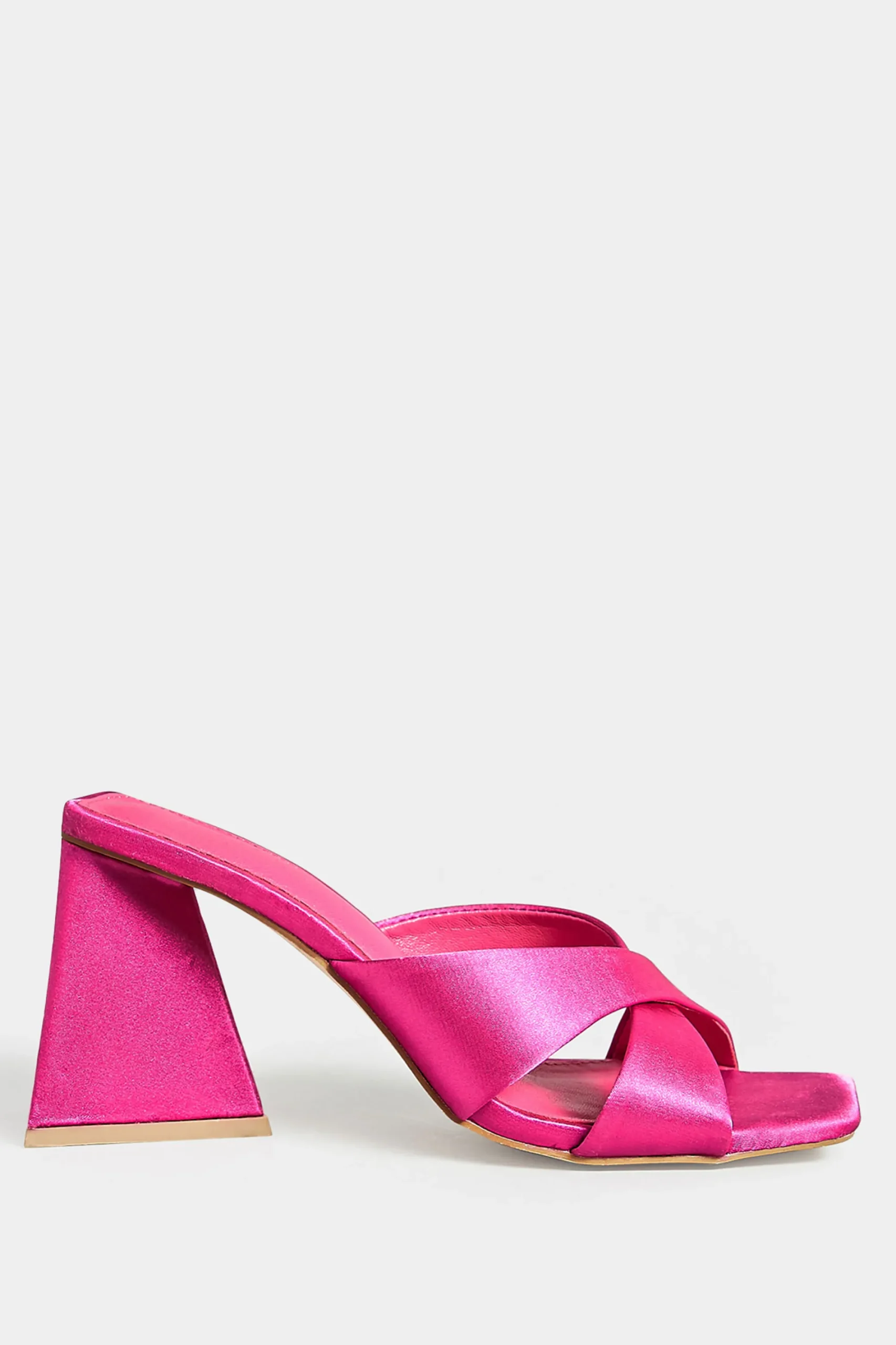 M&Co Pixiegirl Pixiegirl Pink Satin Crossover Heeled Mules In Standard Fit>Women Mules & Sliders