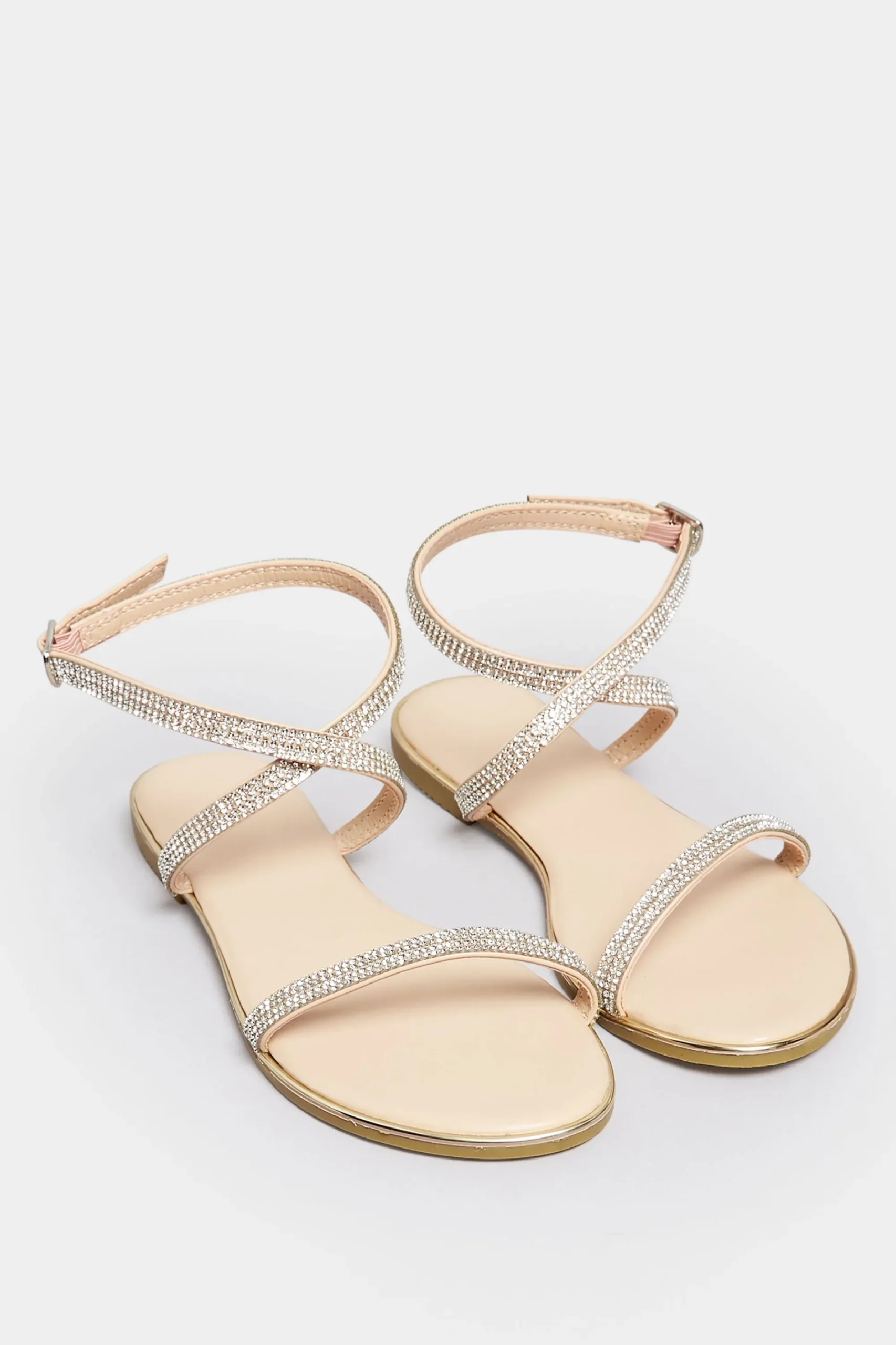 M&Co Pixiegirl Pixiegirl Rose Gold Diamante Sandals In Standard Fit>Women Flat Shoes