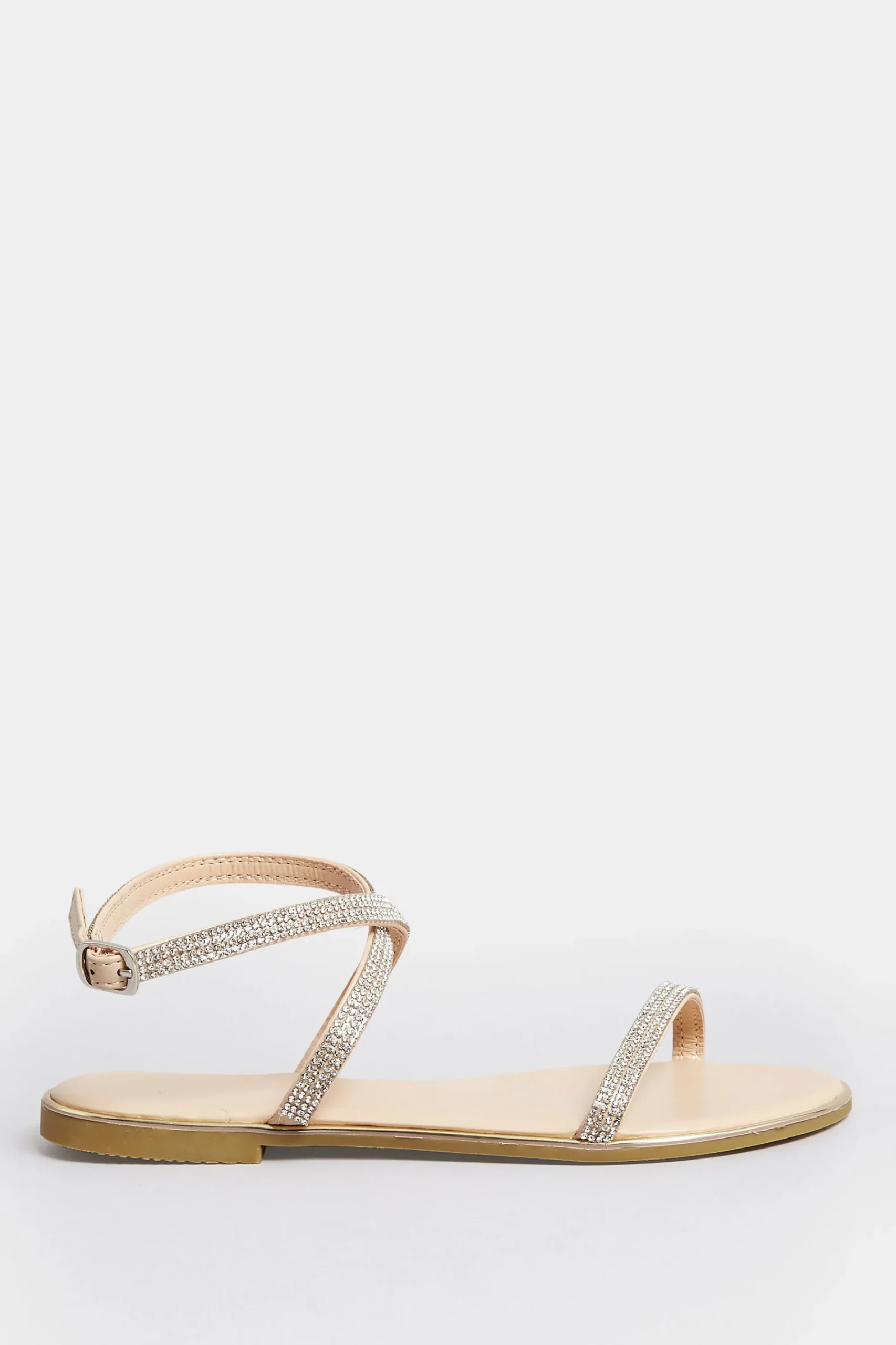 M&Co Pixiegirl Pixiegirl Rose Gold Diamante Sandals In Standard Fit>Women Flat Shoes