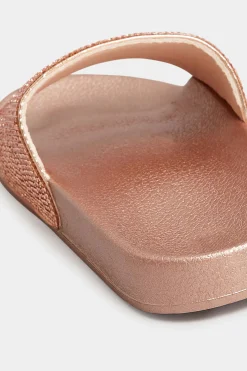 M&Co Pixiegirl Pixiegirl Rose Gold Diamante Sliders In Standard Fit><noscript><img width=