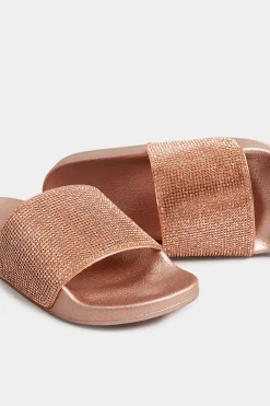 M&Co Pixiegirl Pixiegirl Rose Gold Diamante Sliders In Standard Fit><noscript><img width=