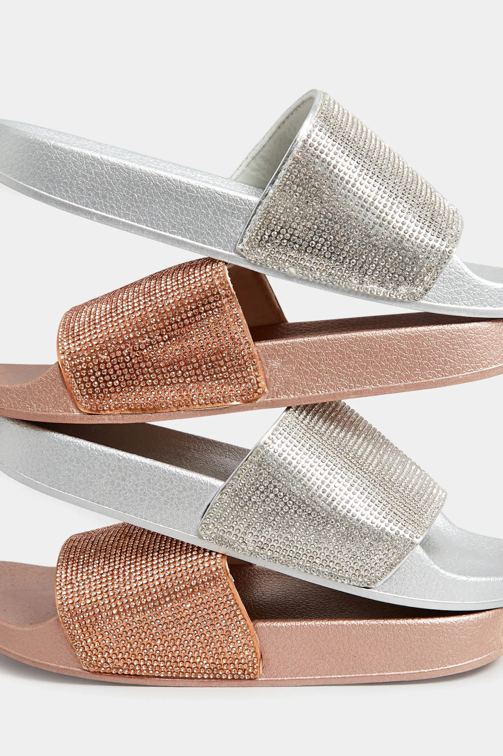 M&Co Pixiegirl Pixiegirl Rose Gold Diamante Sliders In Standard Fit>Women Sandals