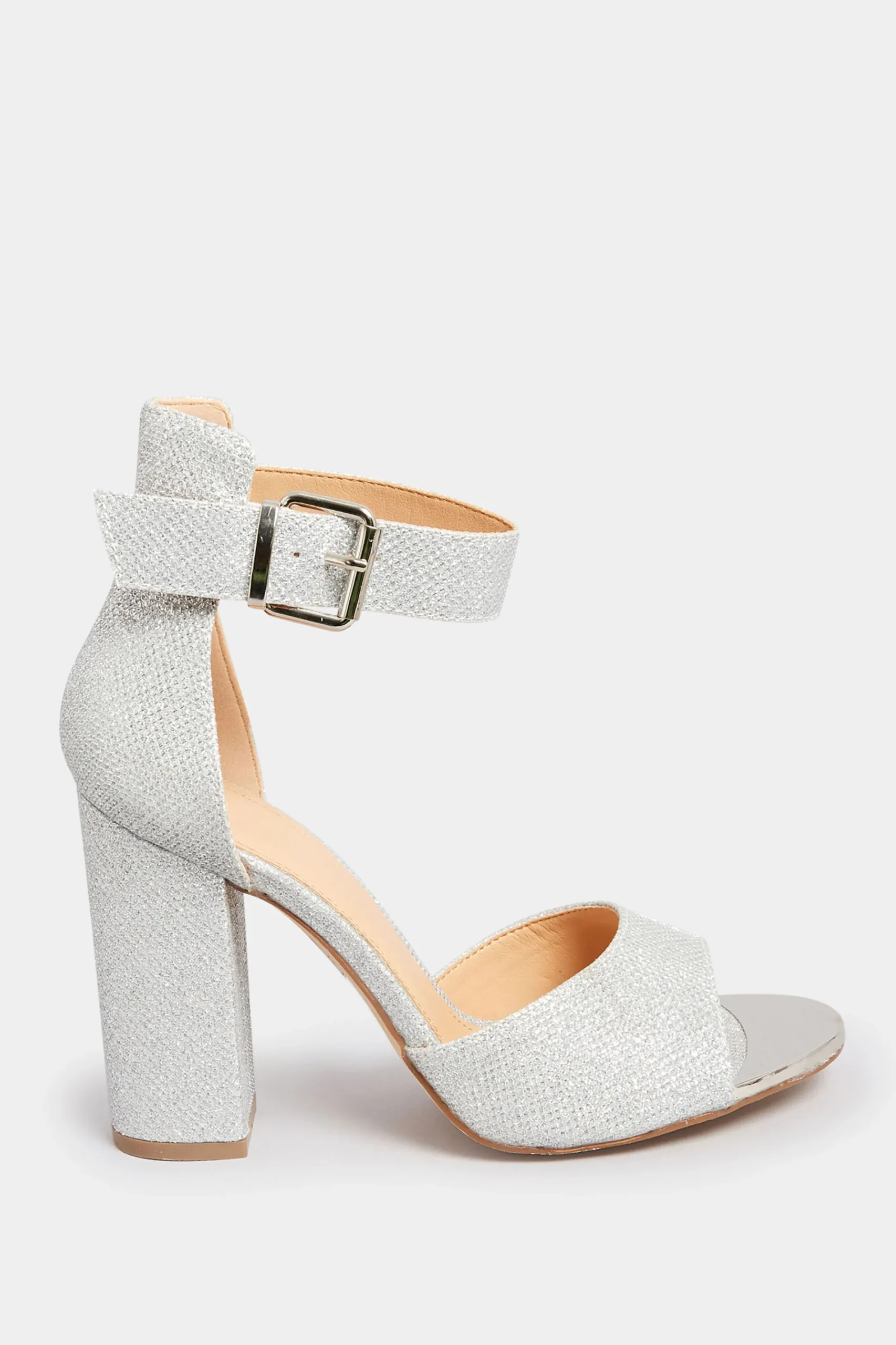 M&Co Pixiegirl Pixiegirl Silver Diamante Ankle Strap High Block Heels In Standard Fit>Women Heels