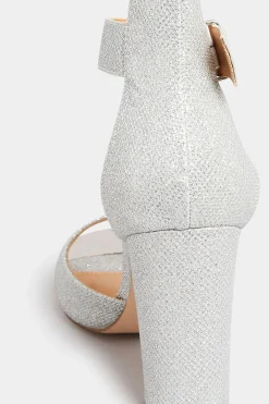 M&Co Pixiegirl Pixiegirl Silver Diamante Ankle Strap High Block Heels In Standard Fit><noscript><img width=