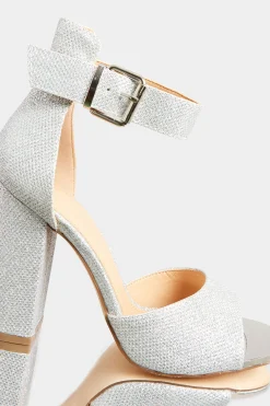 M&Co Pixiegirl Pixiegirl Silver Diamante Ankle Strap High Block Heels In Standard Fit><noscript><img width=
