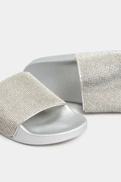 M&Co Pixiegirl Pixiegirl Silver Diamante Sliders In Standard Fit><noscript><img width=
