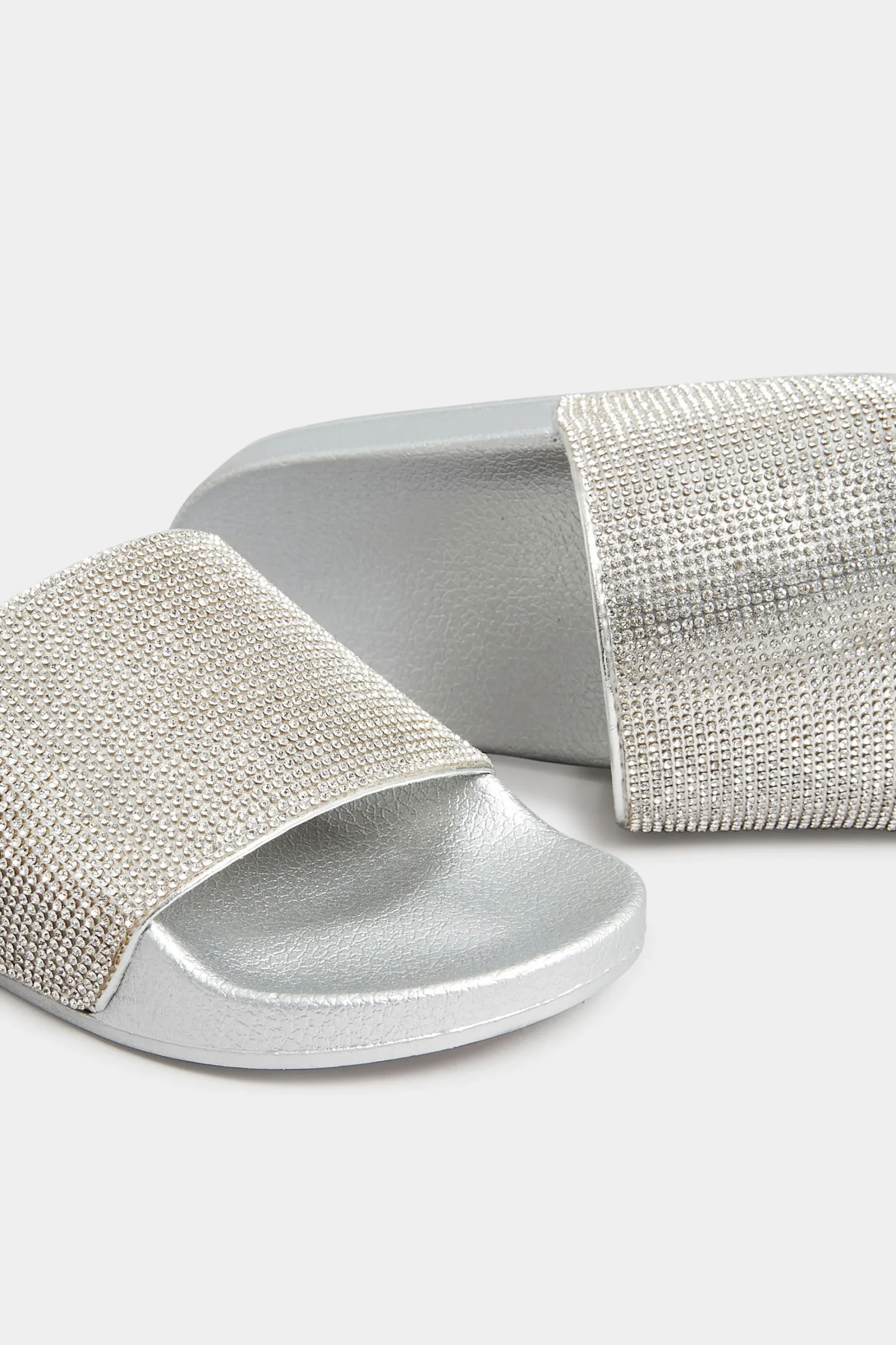 M&Co Pixiegirl Pixiegirl Silver Diamante Sliders In Standard Fit>Women Sandals