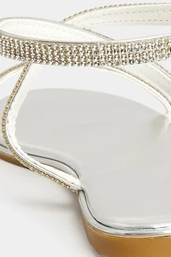 M&Co Pixiegirl Pixiegirl Silver Diamante Flat Sandals In Standard Fit><noscript><img width=